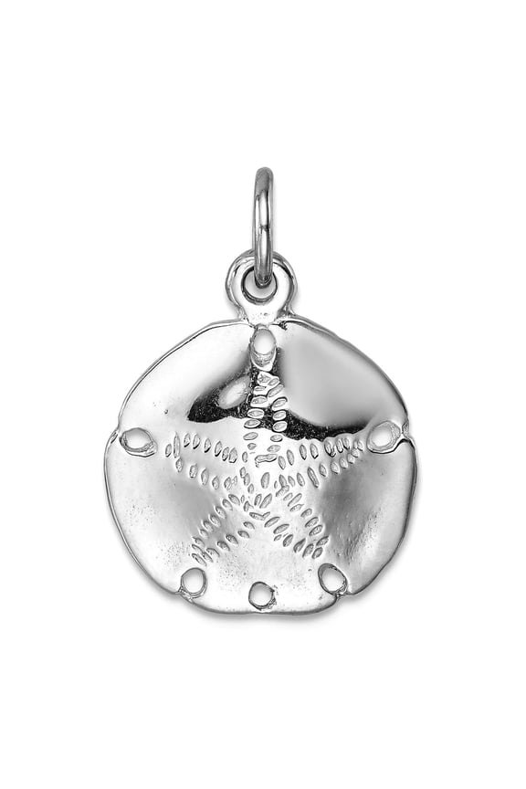 16mm 925 Sterling Silver Rhodium Plated Polished Sand Dollar Pendant Necklace 731 Inch Pendant for Women