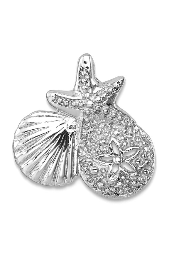 16mm 925 Sterling Silver Rhodium Plated Polished Starfish Sand Dollar And Shell Chain Necklace Slide Chain Necklace for