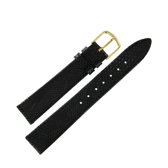 16mm Black Genuine Java Lizard Men's Short Watch Strap