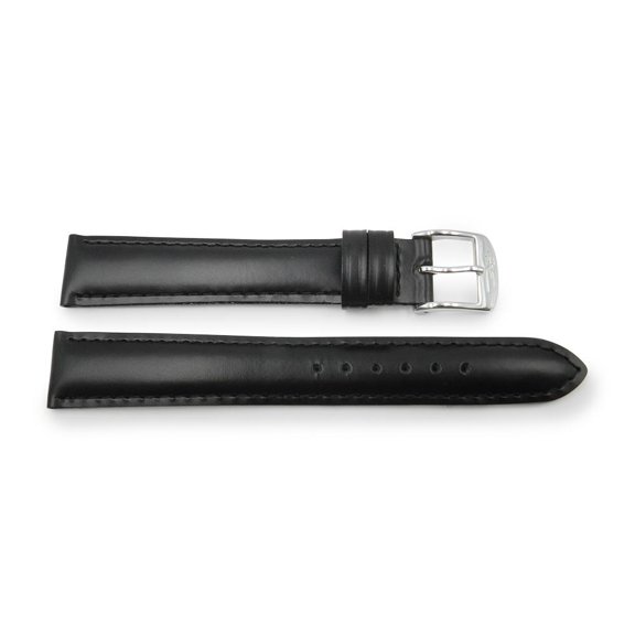 16mm Black Genuine Leather Shiny Dress Elegant Watch Band