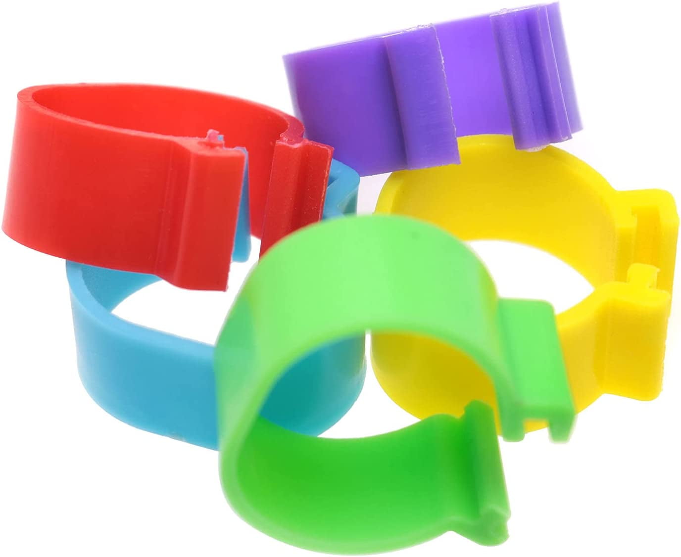 50 Anelli Identificazione Per Polli E Anatre In TPU - Clip Rotonde Multicolore (5 Colori, 16mm) - Ideali Per Pollame