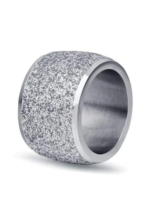 16mm Chunky Rings for Women Sandblasting Surface Stainless Steel Bulky Band 6-10