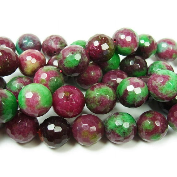 16mm Dark Red And Green Jade Faceted Round Beads Genuine Gemstone Natural Jewelry Making