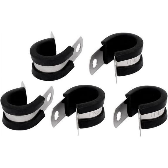 16mm Dia Clamps EPDM Rubber Lined P Clips Cable Hose Pipe Clamps Strap Clamps Holder 5pcs