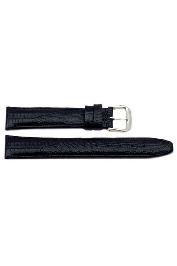 16mm Genuine Leather Lizard Grain Black Watch Strap