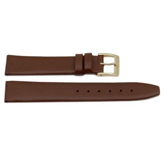 16mm Genuine Smooth Leather Flat Light Brown Watch Strap