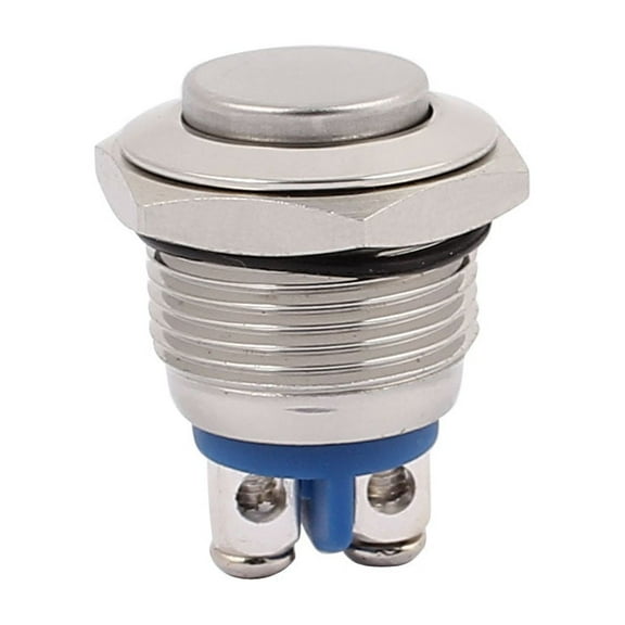 16mm Hole Flush Mount Momentary NO SPST Metal Round Push Button Switch