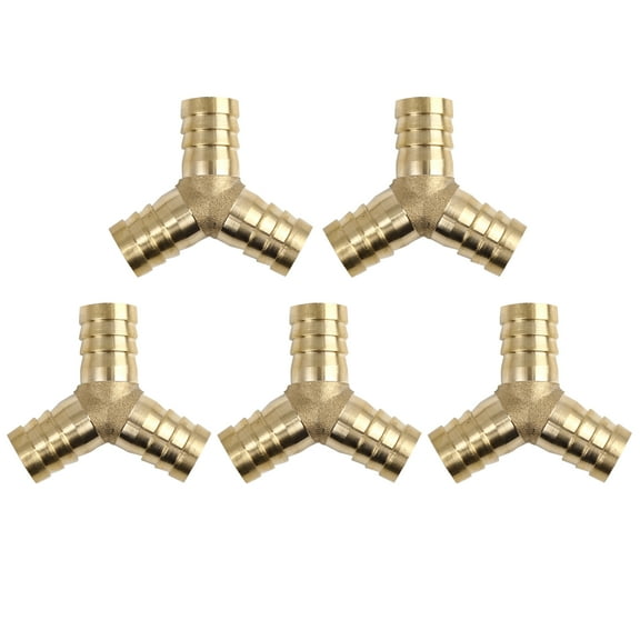 16mm Hose Barb Brass Pipe 3 Way Y Fitting Thread Connector Adaptor for Air Water Gas Oil 5pcs