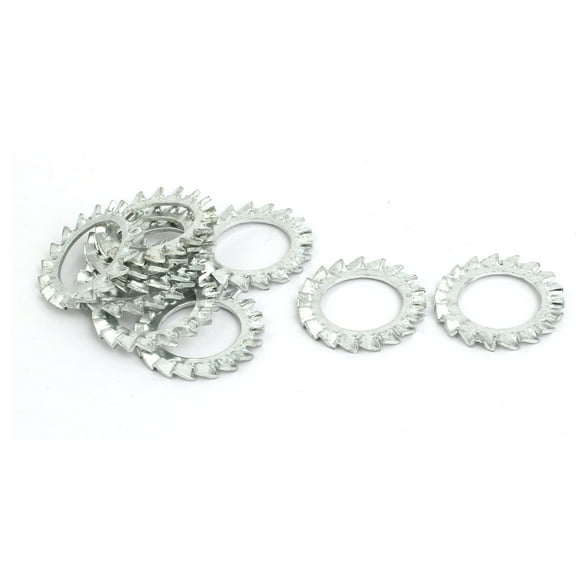 16mm Inner Dia Carbon Steel Zinc Plated External Serrated Lock Washer 10pcs