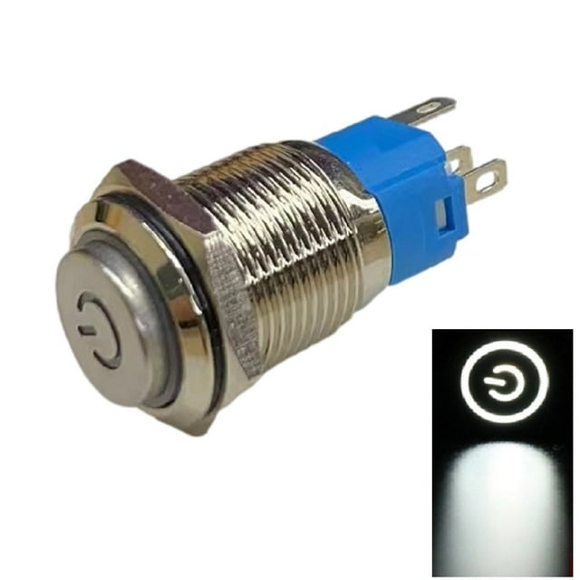 16mm Metal Push Button Switch with Power LED 12-24V Latching Button ...