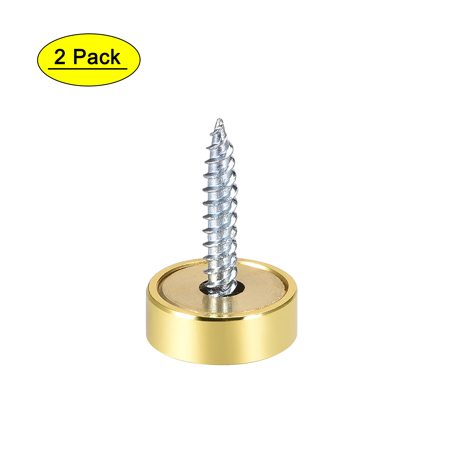 16mm Mirror Screws Decorative Cap Cover Nails Polished Gold 2Pack