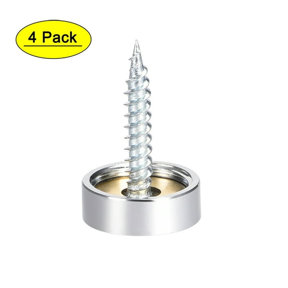 16mm Mirror Screws Decorative Cap Cover Nails Polished Stainless Steel 4Pack