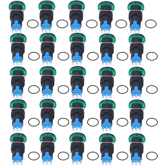 16mm Momentary Self-Reset Button Switch Kit, 25 Pieces, 3 Pin, Ideal for Equipment Accessories Bienvenido