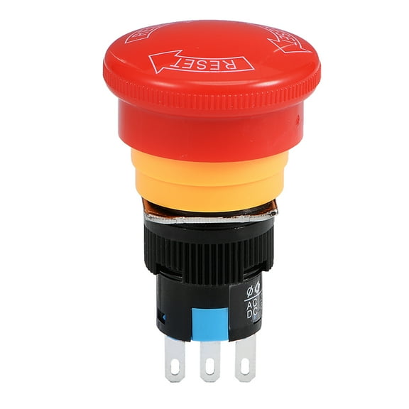 16mm Mushroom Latching Stop Push Button Switch Red
