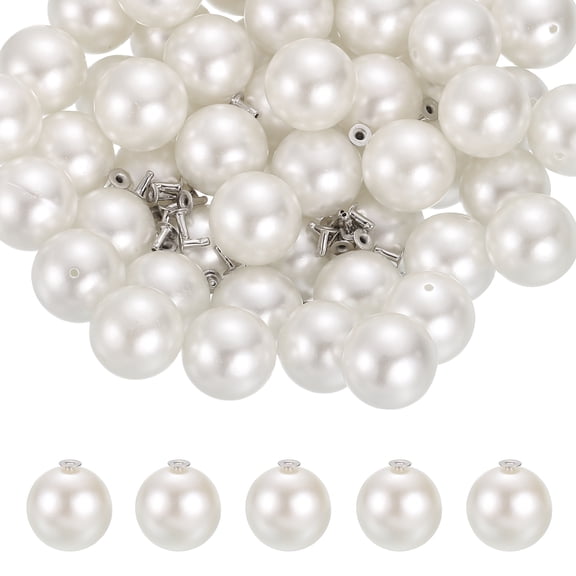 16mm Pearl Rivet Studs, 60 Pcs Leather Rivets Pearl Rivet Buttons Spikes for Leather Crafting for Decor Repair DIY Clothing Belts Bags Shoes, White