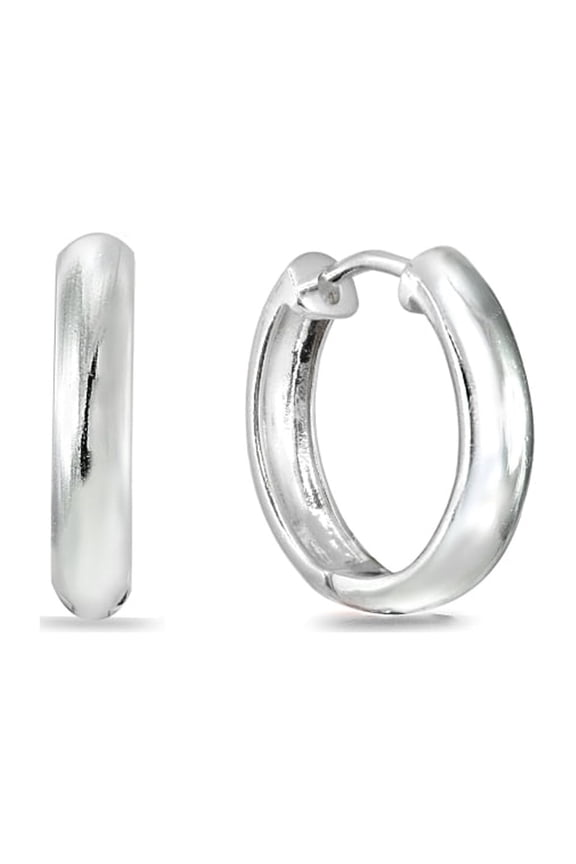 16mm Polished Sterling Silver Oval Small Hinged Huggie Hoop Earrings