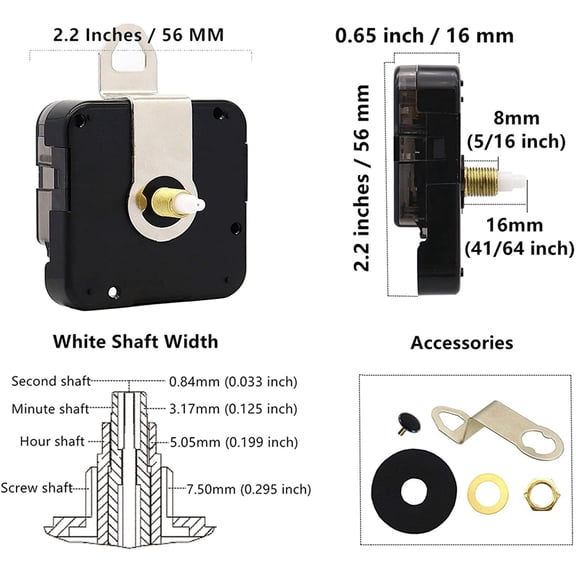 16mm Quartz DIY Wall Clock Motor Kit Movement Mechanism Big Spade Clock Parts Repair Replacement Movement