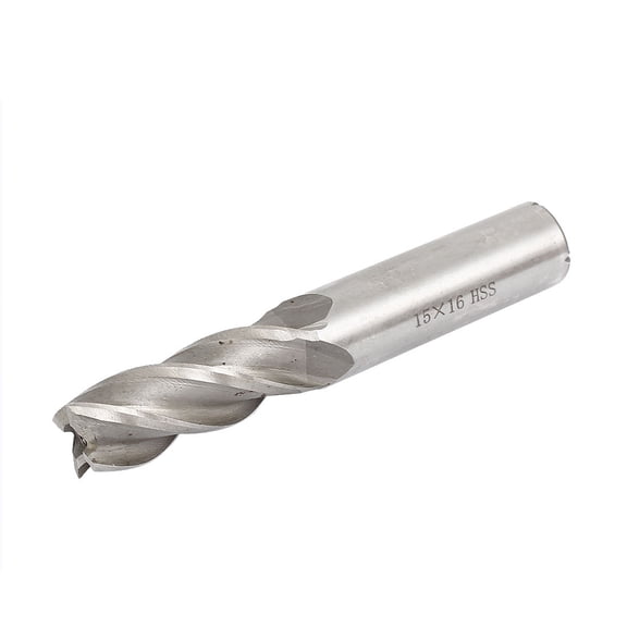 16mm Shank 15mm Cutting Dia 4 Flutes Spiral HSS End Mill Cutter