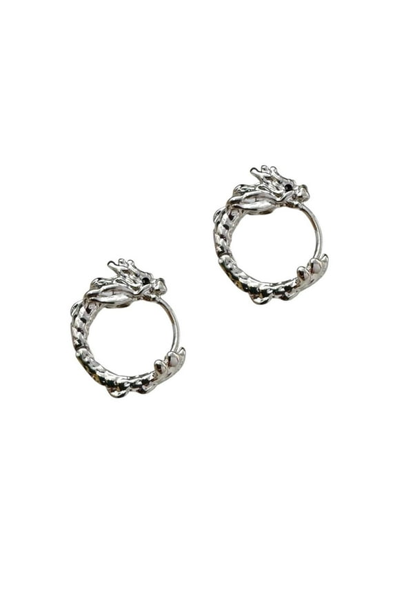16mm Small Dragon Hoop Earrings for Men Women,Punk Hip Hop Unisex Style