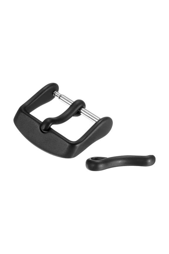 16mm Watch Band Replacement Buckle Stainless Steel Watch Strap Clasp Matte PVD Buckles with 2pcs Tongue, Black