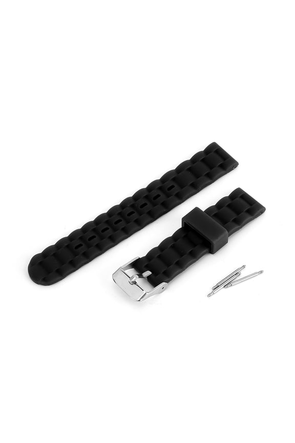 16mm Watch Band Silicone Pin Buckle Watch Strap Sports Wristwatch Accessory Black (16mm / 0.6 inches)