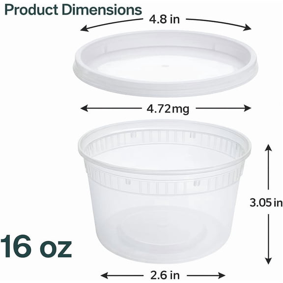 16oz-240 Set Plastic Deli Containers with Lids -  Clear Soup Containers with Airtight Lids, Leak Resistant Food Storage for Meal Prep, Stackable/Microwave/Dishwasher/Freezer Safe