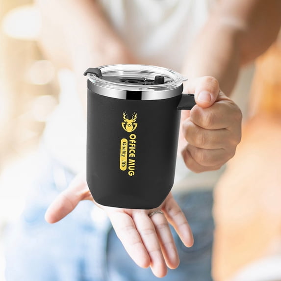 16oz 304 Stainless Steel Vacuum Tumbler Double Wall Insulated Mug Sweat-Proof Cup with Handle for Hot Cold Beverages