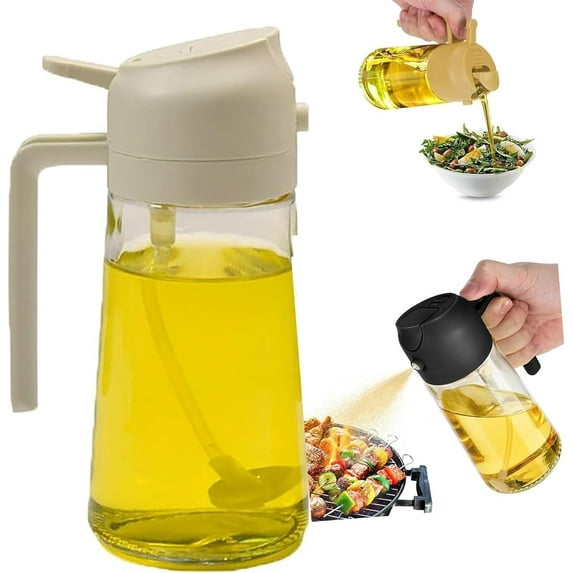 16oz/470ml Glass Oil Sprayer & Dispenser, Oil Dispenser for Kitchen Spray, Oil Sprayer for Cooking, 2 in 1 Glass Olive Oil Dispenser and Oil Sprayer Bottle (Color : White, Size : 21oz/600ml)