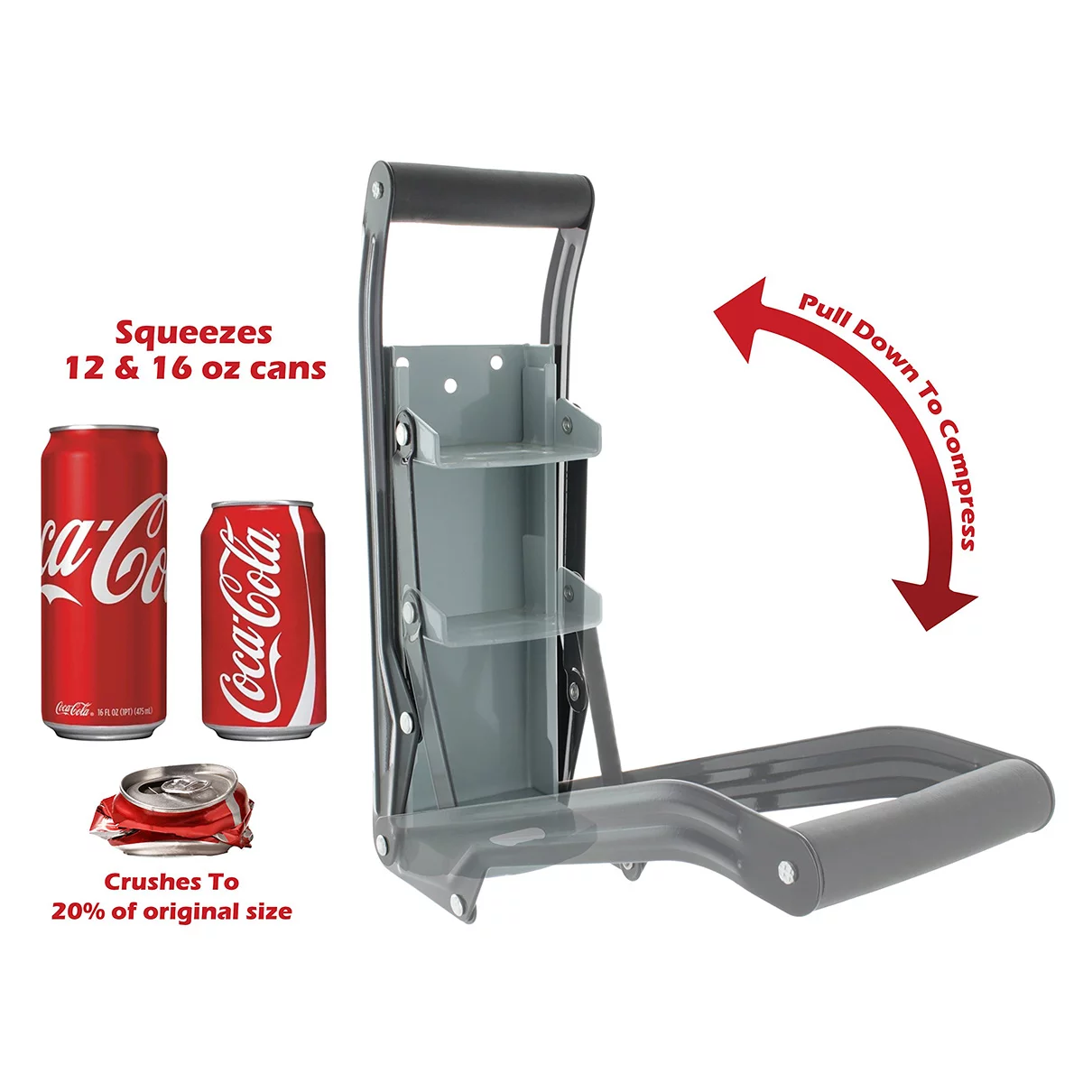 16oz Aluminum Can Crusher, Heavy Duty Metal Wall Mounted Soda Beer