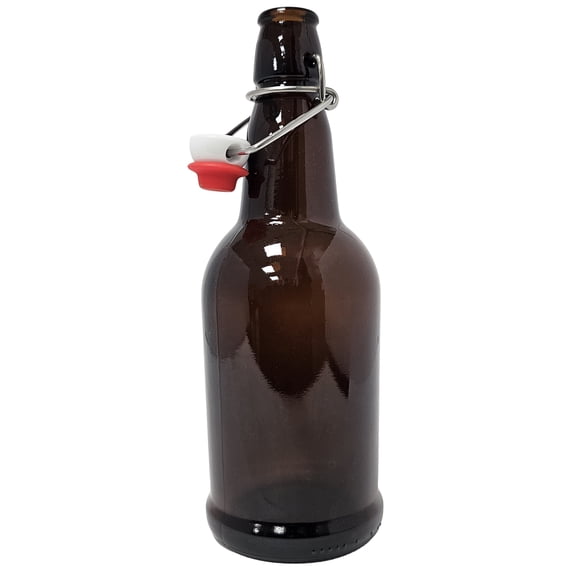 16oz Amber Glass Flip Top Beer Bottles with Swing Cap and Airtight Rubber Seal Single Bottle