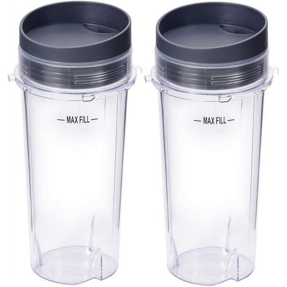 16oz Blender Cup Set for Ninja Replacement Parts Single Serve Blender Cup With Lids Set For BL770 BL780 BL660 BL740 BL810 Nutri Ninja Series Blenders (2 Pack)