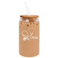 thumbnail image 1 of 16oz Can Shaped Glass Iced Coffee Cup with Bamboo Lid and Straw Gift CRNA Nurse Anesthetist Anesthesiology, 1 of 1