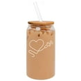 thumbnail image 1 of 16oz Can Shaped Glass Iced Coffee Cup with Bamboo Lid and Straw Gift Heart Sonographer Ultrasound Tech, 1 of 1