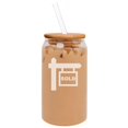 thumbnail image 1 of 16oz Can Shaped Glass Iced Coffee Cup with Bamboo Lid and Straw Gift Real Estate Agent Broker Realtor Sold, 1 of 1