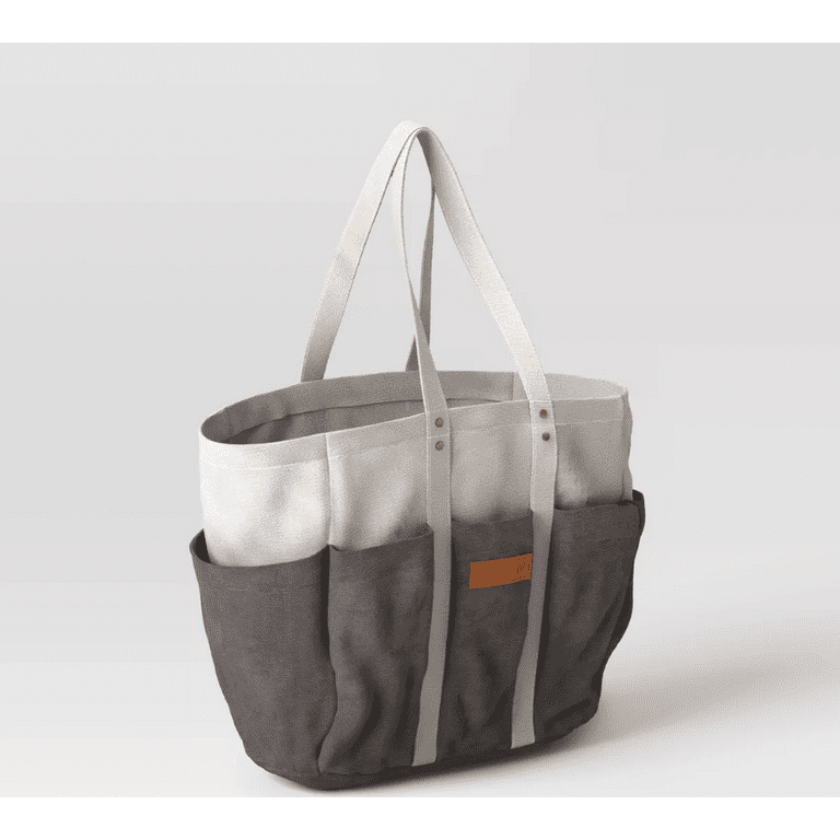 16oz Canvas Gardening Tote Gray/White - Smith & Hawken