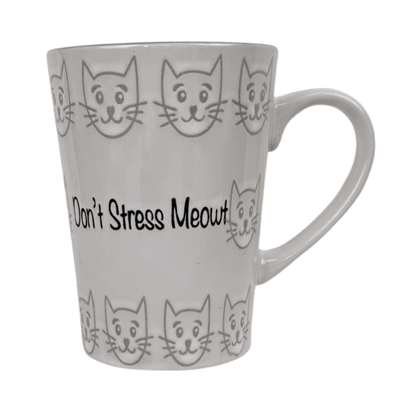 16oz Cat Lovers Mug, "Don't Stress Meowt"Cat Coffee Mug Funny Ceramic Tea Cup Novelty Gifts for Office and Home Women Girls Men Dishwasher Microwave Safe