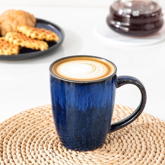 16oz Ceramic Coffee Mug Set, 6-Piece Blue Cups with Handles, Microwave & Dishwasher Safe, Durable Drinkware for Latte, Tea, Cocoa, Cappuccino, Milk