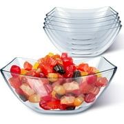 16oz Clear Plastic Serving Bowls, 4 Pack – Small Square Disposable Candy Dishes, Buffet Containers for Chips, Snacks, Mints, Salad Bar, Parties, Office, Bridal Shower, Party Supplies
