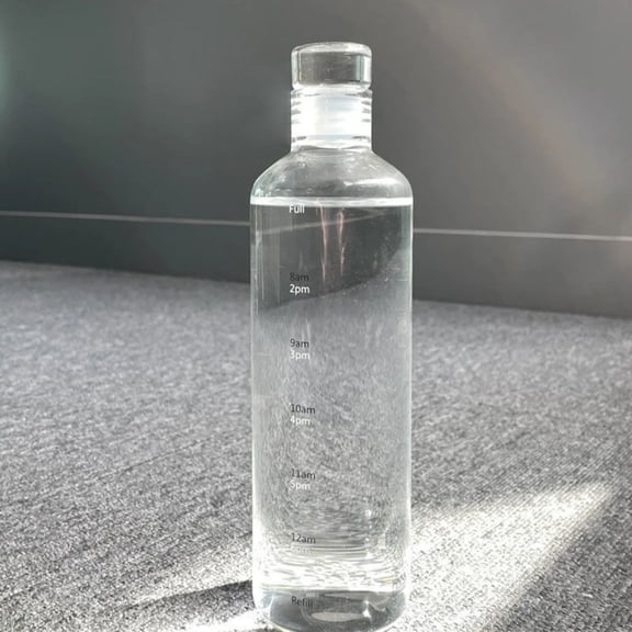 16oz Clear Slim Water Bottle with Measurements Leakproof Travel Flask