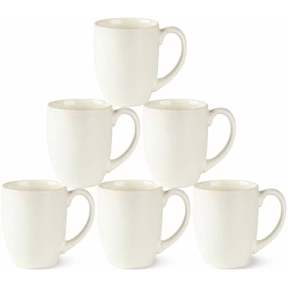 16oz Coffee Mugs Set of 6, Large Ceramic Coffee Mugs for Man, Woman, Dad, Mom, Modern Coffee Mugs with Handle for Tea/Latte/Cappuccino/Cocoa. Dishwasher&Microwave Safe, Light Beige