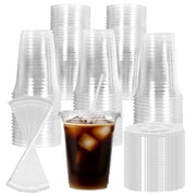 16oz Disposable Clear Cups with Leakproof Lids and Straws   100 Sets | BPA-Free, Durable Plastic Cups for Parties, Travel, Picnics,and Everyday Use