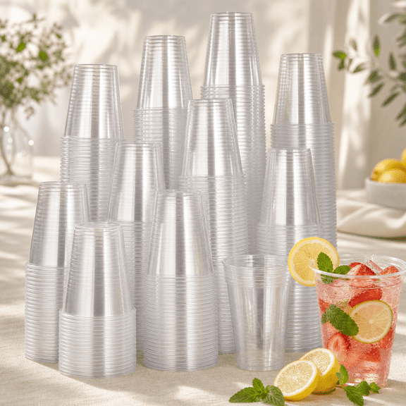 16oz Disposable Plastic Cups, 420 Pack, Cold/Hot Drinking Party Containers