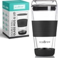 thumbnail image 1 of 16oz Double Wall All Glass Tumbler with Lid, Glass Travel Mug, Dishwasher Safe & Microwavable Clear Coffee Tumbler To Go, Reusable Ceramic Cup with Lid, Black, 1 of 4