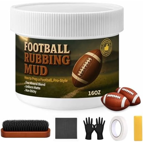 16oz Football Rubbing Mud Kit, Baseball Mud Prep Kit with Brush, Towel, Gloves,Tape & Scraper, Leather Football Conditioner$$Sport & Recreation Other