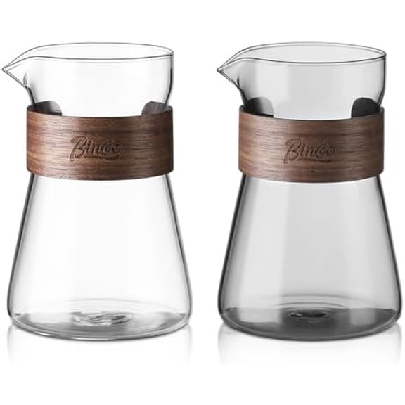 16oz Glass Coffee Carafe with Wood Heat-Resistant Layer, Coffee Decanter Coffee Server for Pour Over, Coffee Pot, Clear$$Home Decor, Kitchen, & Other