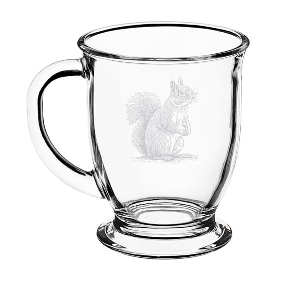 16oz Glass Coffee Mug Tea Glass Gift Curious Squirrel