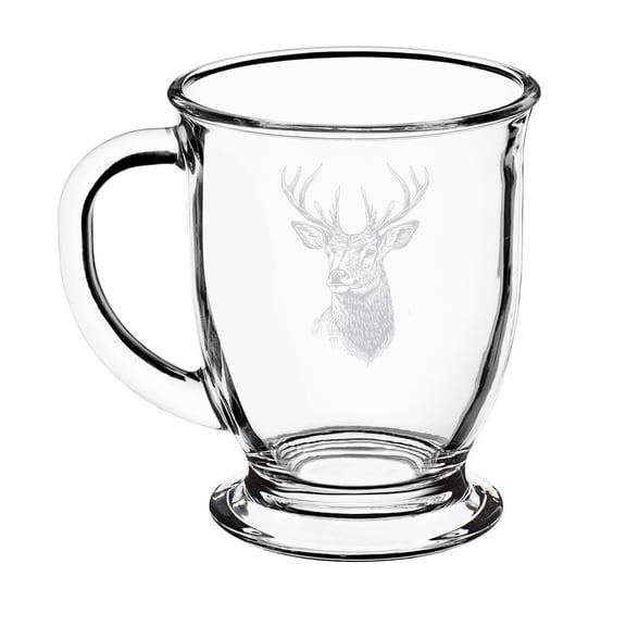 16oz Glass Coffee Mug Tea Glass Gift Deer