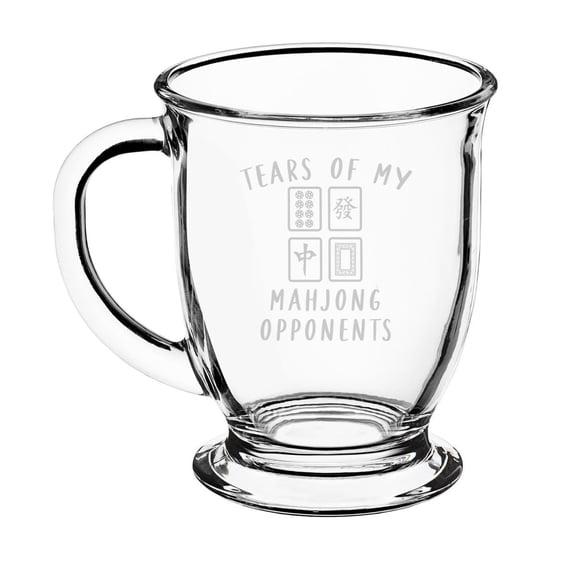 16oz Glass Coffee Mug Tea Glass Gift Tears Of My Mahjong Opponents Funny