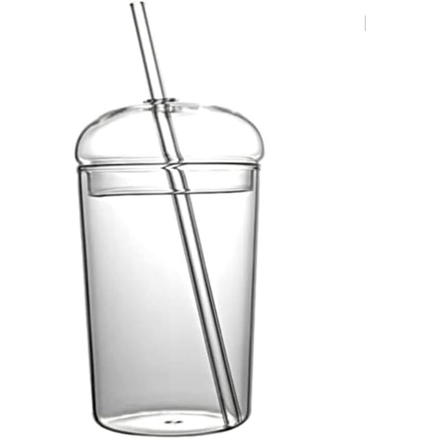 16oz Glass Cup with Lid and Straw Premium Borosilicate Coffee Cups