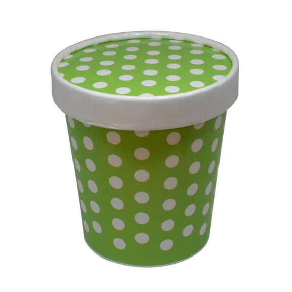 16oz Green Polka Dot PINT containers with non-vented lids MADE IN THE USA